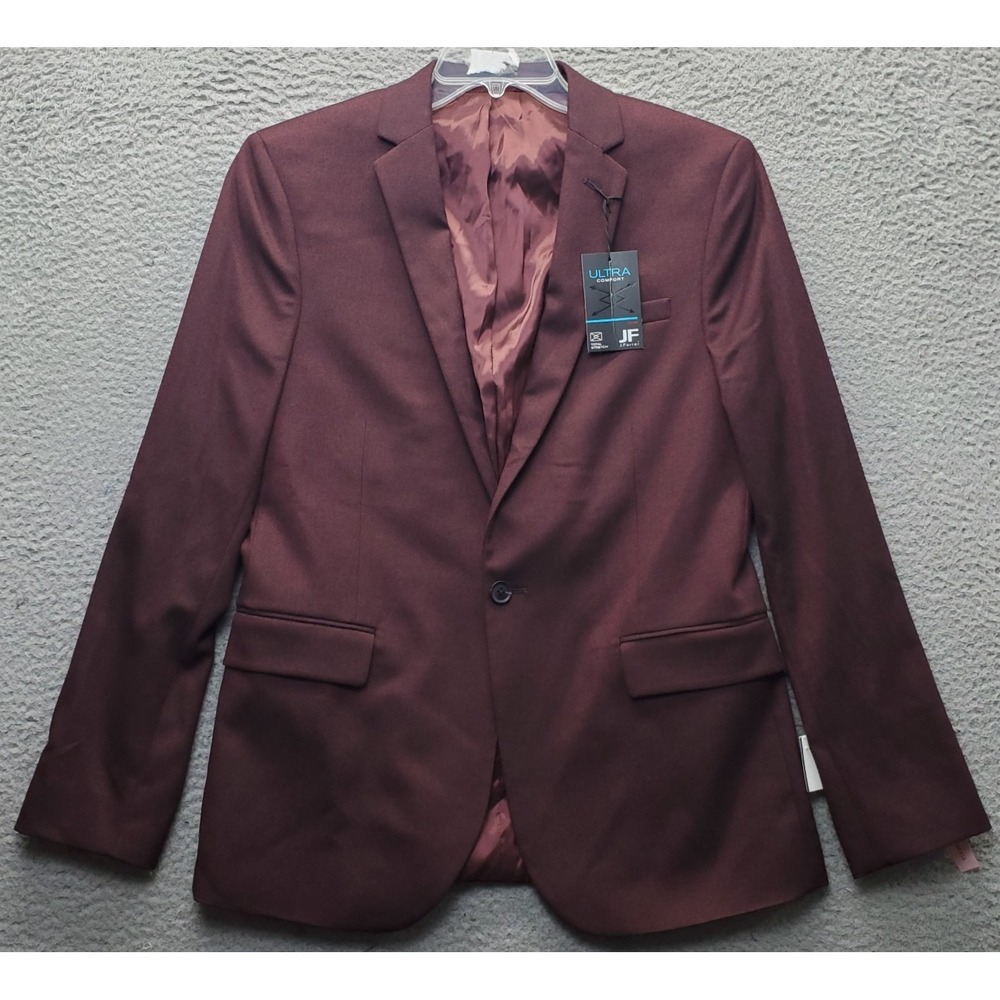 J. Ferrar Blazer Jacket Mens 40R Burgundy Slim Fit Single Breasted Notch Lapel
